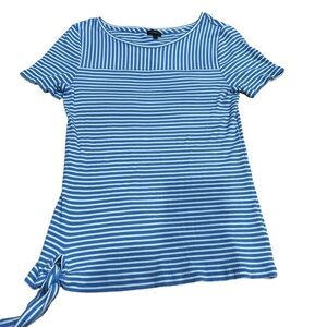 Talbots Side Tie Blue & White‎ Striped Top Size Medium